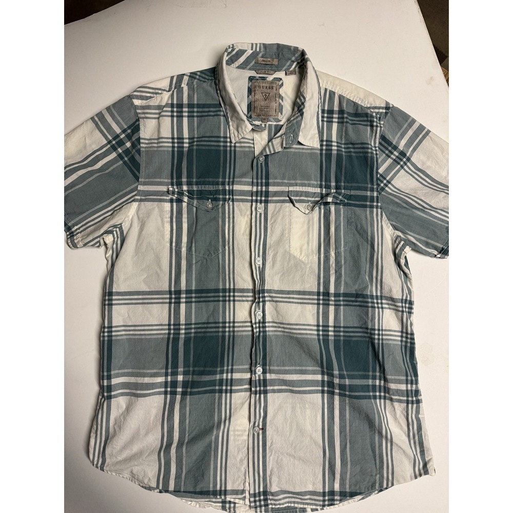 Guess Dillon Shirt Mens Extra Large Multicolor Slim Fit Pockets‎ Button Up